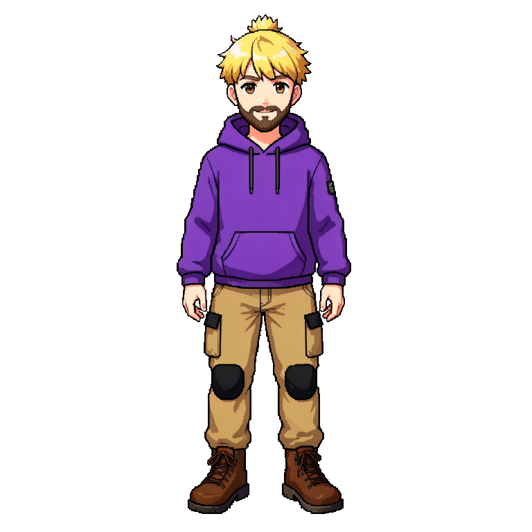 Pixel-art figure of Pascal Garber on the dike